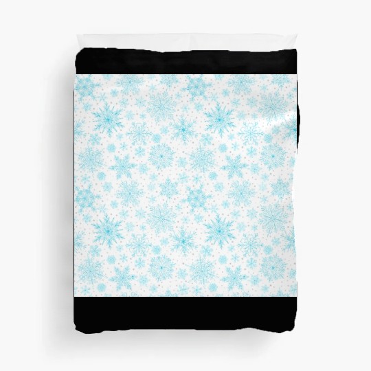 Modern Snowflakes Pattern White Teal Duvet Covers