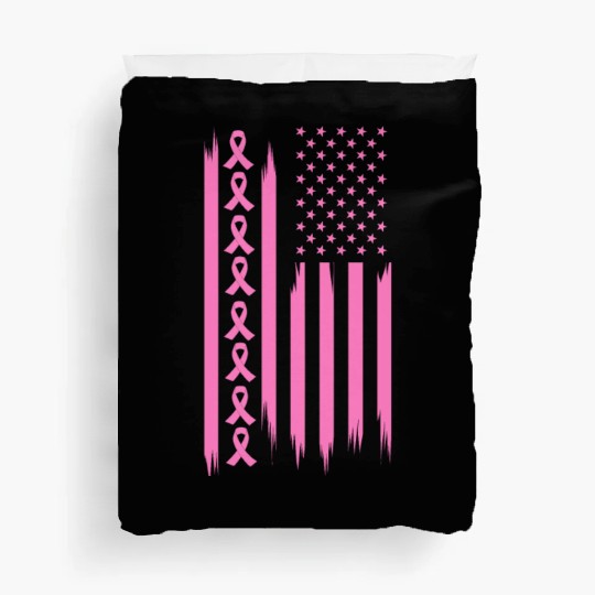 American Flag Breast Cancer Awareness Duvet Covers
