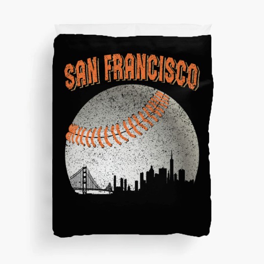 San Francisco Vintage Skyline Baseball For Gameday Duvet Covers