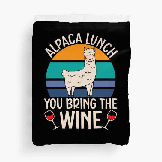 Alpaca Lunch You Bring The Wine Drinker Llama Duvet Covers