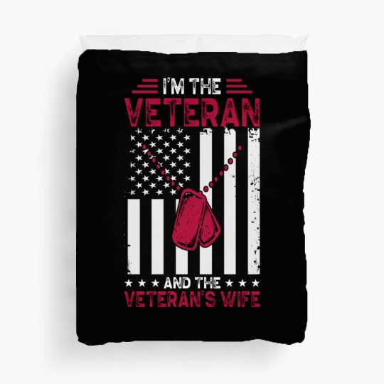 Veteran Wife US Veterans Day Patriotic American Fl Duvet Covers