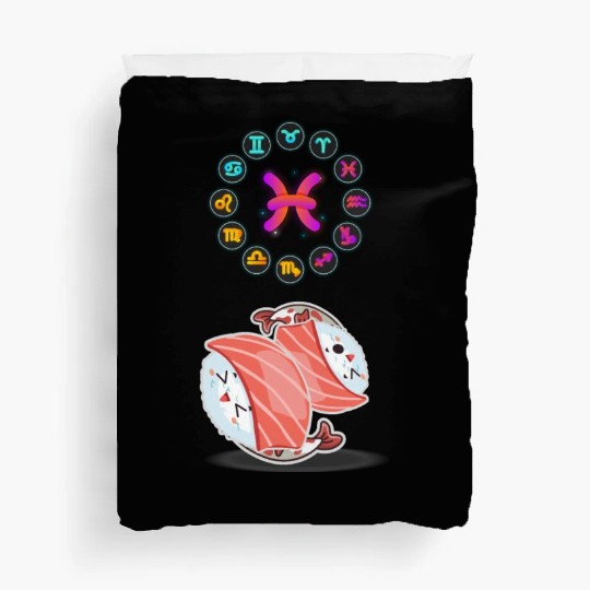 Japanese Sushi Funny Pisces Zodiac Funny Sushi Pun Duvet Covers