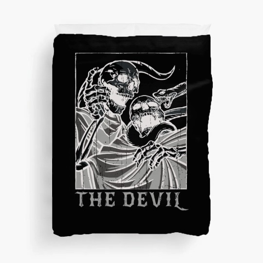 Skeleton Bones Tarot Card Occult Devil Gothic Duvet Covers