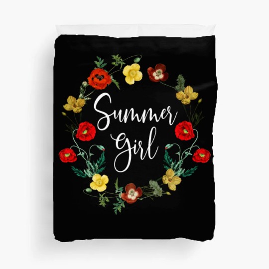 Summer Girl Poppy Flowers Leo Born In August Birth Duvet Covers