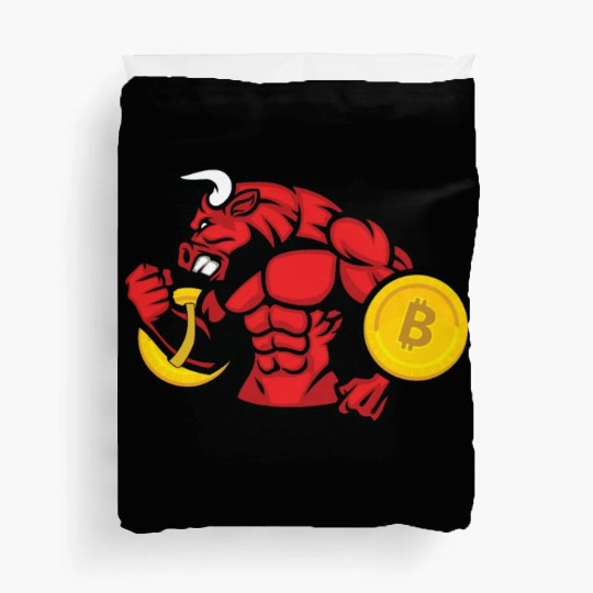 Bitcoin lover Bull BTC logo Crypto lover Hodl Duvet Covers