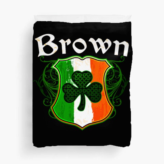 Brown Irish Surname Ireland Flag Shield Shamrock Duvet Covers