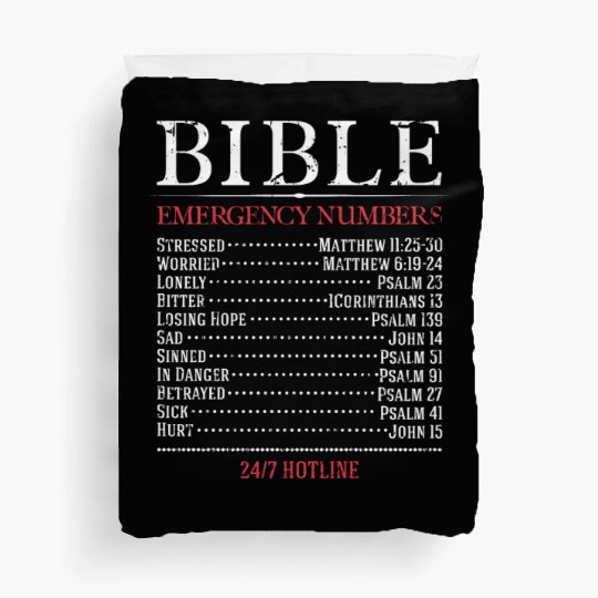Bible Emergency Numbers 24 7 Hotline - bible lover Duvet Covers