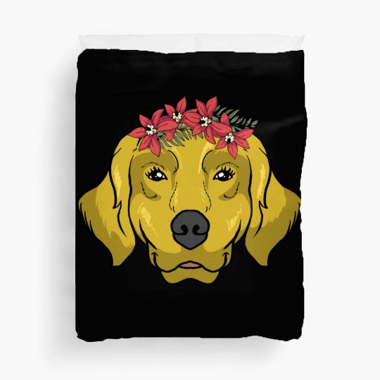 Dog Golden Retriever Flower Duvet Covers