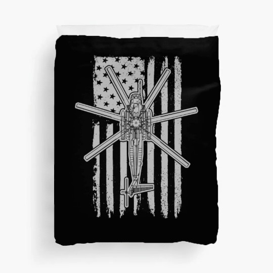 Super Stallion Military Helicopter American Flag Duvet Covers