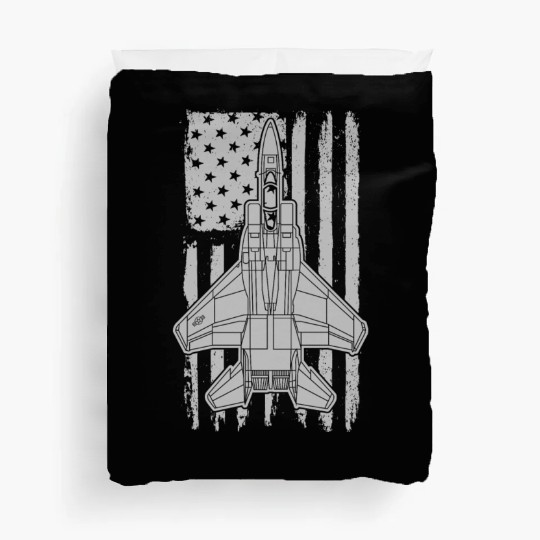 F-15 Eagle Fighter Jet Airplane American Flag F15 Duvet Covers