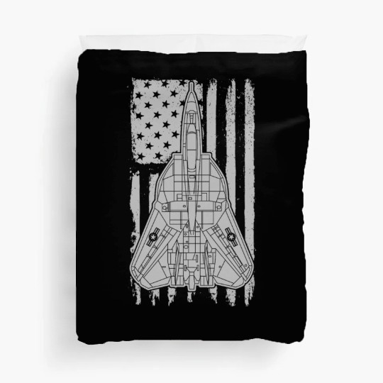 F-14 Tomcat Fighter Jet Airplane American Flag F14 Duvet Covers