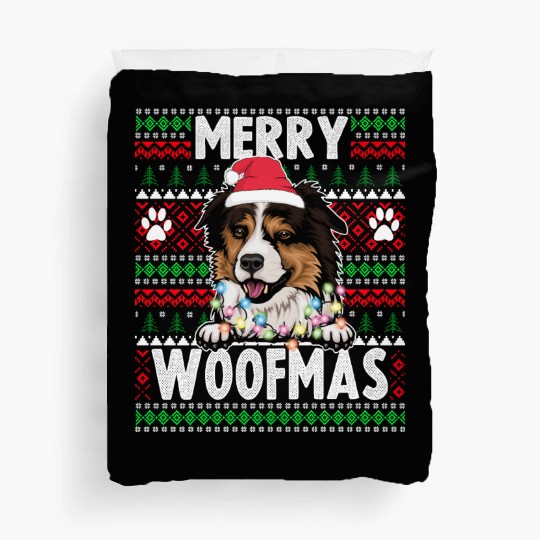 Border Miniature Shepherd Christmas Pajama Duvet Covers
