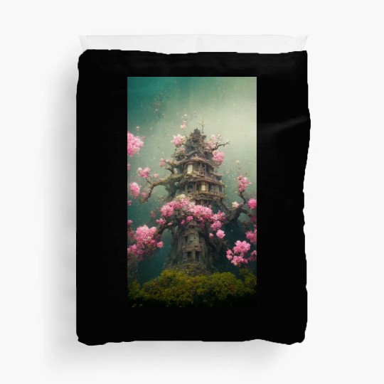 Underwater Sakura Temple Duvet Covers