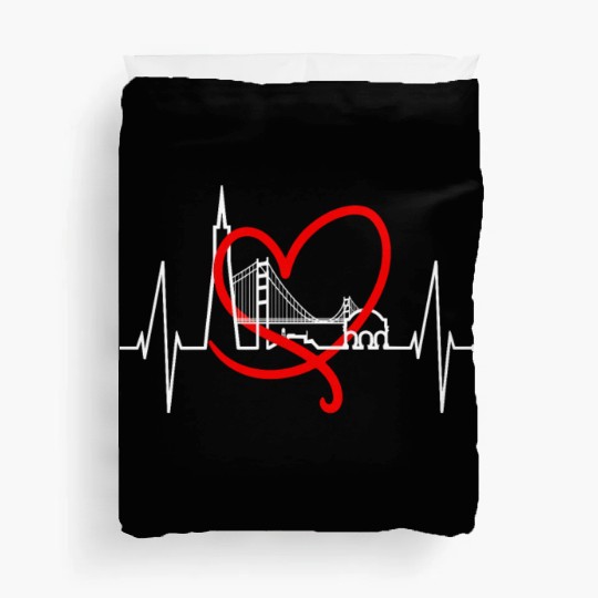 San Francisco Skyline Heartbeat California Lover Duvet Covers