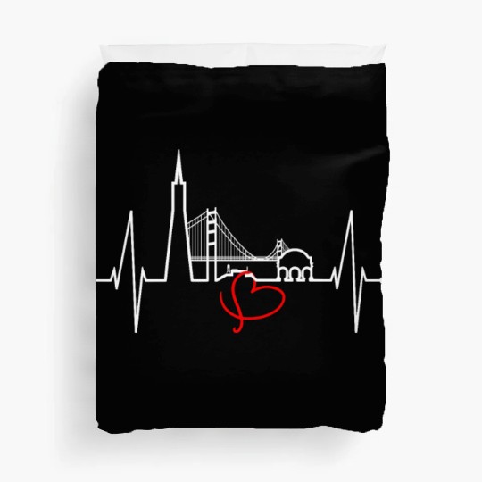 San Francisco Skyline Heartbeat California Lover Duvet Covers