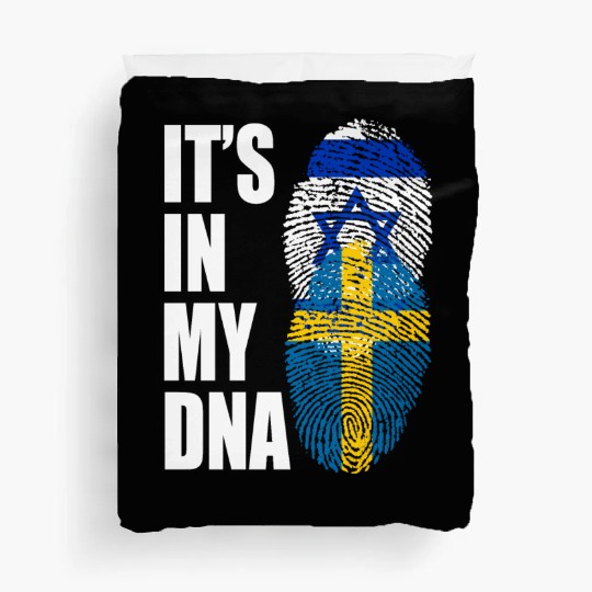 Israel And Swedish Mix Heritage DNA Flag Duvet Covers