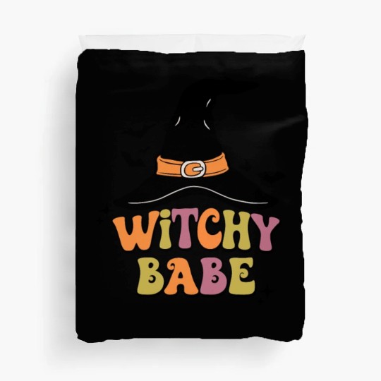Withcy Babe Retro Halloween Witch Hat Duvet Covers