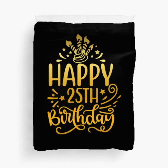 Happy 25th Birthday Presents 25 Year Old Gift Gold Duvet Covers