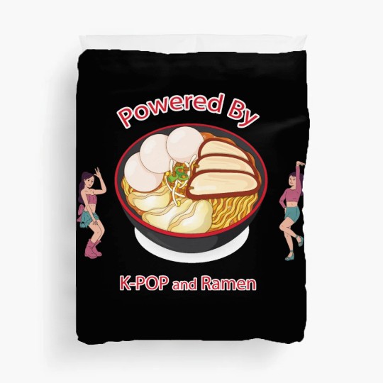 powered by k pop and ramen Duvet Covers