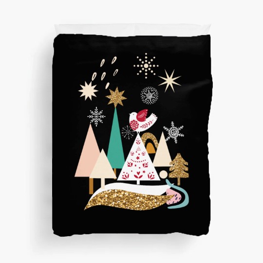 Christmas Winter Scandinavian Trees Snow Duvet Covers