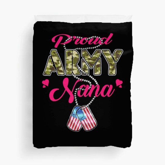 Proud Army Nana US Flag Camo Dog Tags Military Gra Duvet Covers