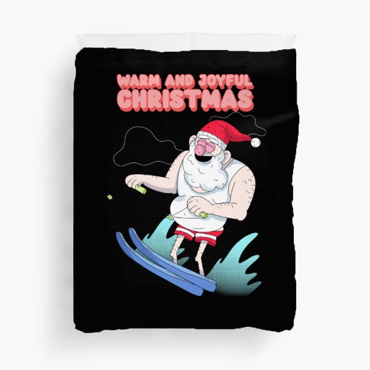 christmas and santa claus having summer fun Duvet Covers