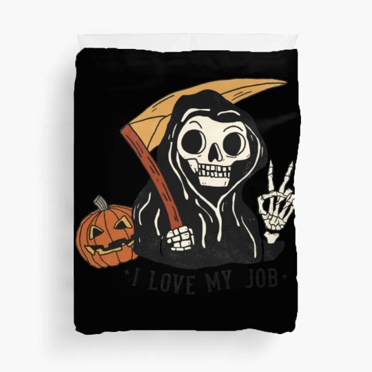 I Love my job grim reaper Duvet Covers