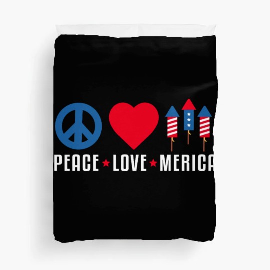 Peace Love Merica US Flag Independence Duvet Covers