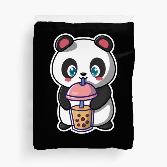 Panda Bear Boba Milk Tea Funny Bubble Tea Lovers Duvet Covers