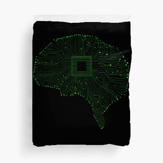 Computer Circuit Board Brain Duvet Covers