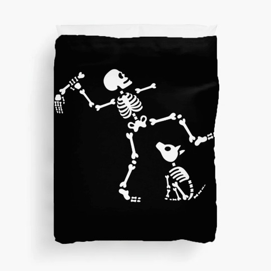 Funny Fetch Bone Pet Dog Walking Skeleton Dog Love Duvet Covers