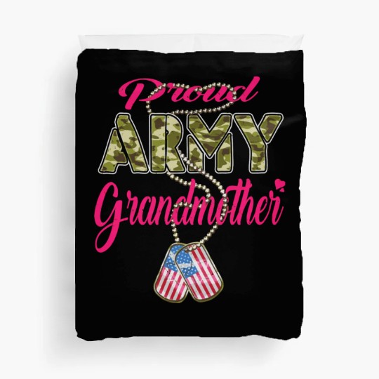 Proud Army Grandmother Us Flag Dog Tag Military Gr Duvet Covers