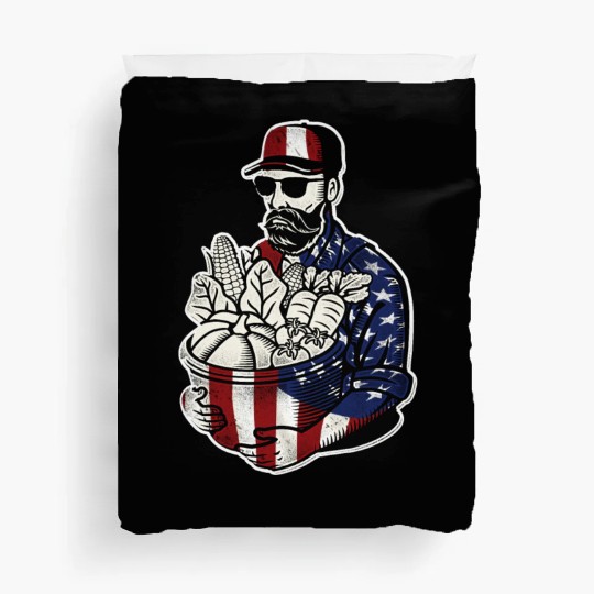 Farming Farmer American Flag Us Duvet Covers
