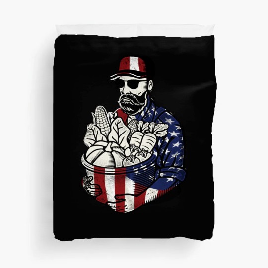Farming Farmer American Flag Us Duvet Covers