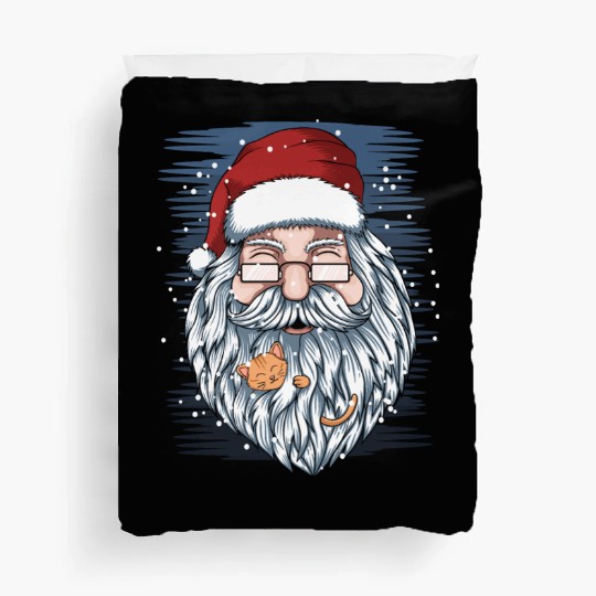 santa and kittens merry christmas Duvet Covers