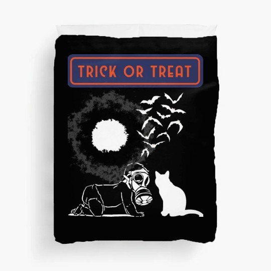 trick or cat or Treat Halloween Funny Novelty 80s Duvet Covers