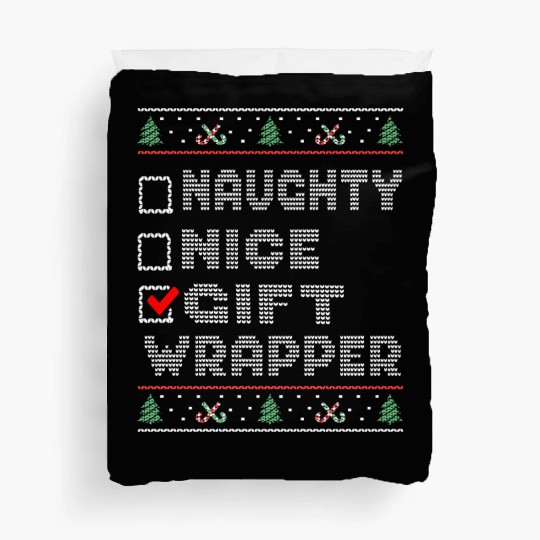 Naughty Nice Gift-Wrapper, Matching Christmas Duvet Covers