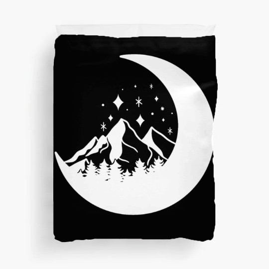 Mountains in the moon Full moon Duvet Covers