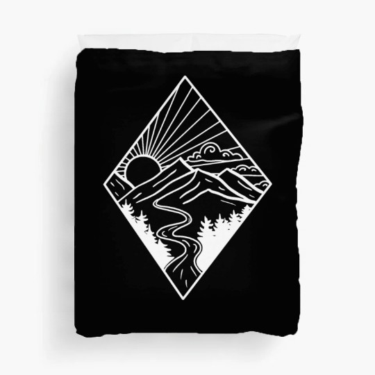 Sunrise Diamond mountain and river Duvet Covers