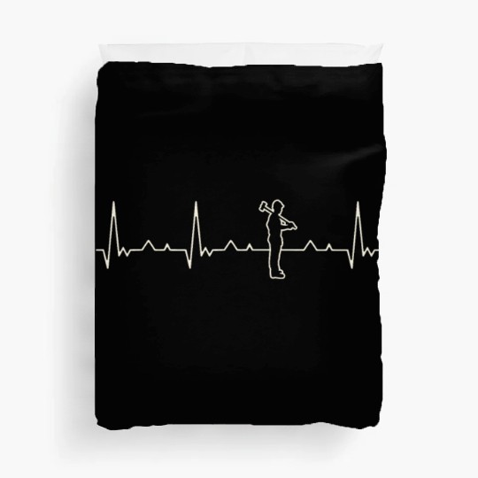 Construction Worker. Heart. Love. EKG. Pulse. Duvet Covers