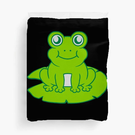 frog sitting water lily sea leaf Duvet Covers
