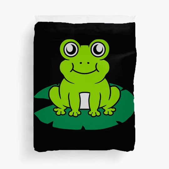 Cute frog sitting water lily Duvet Covers