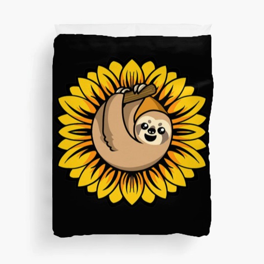Gardening Flower Funny Nature Sloth Sunflower Duvet Covers