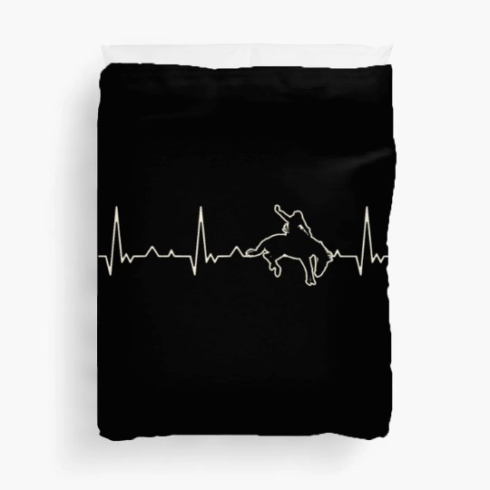 Cowboy Horse Rodeo. Heart. Love. EKG. Pulse. Beat. Duvet Covers
