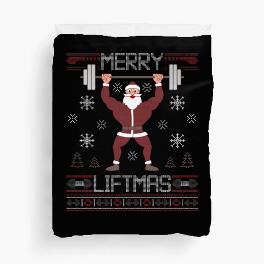 Merry Liftmas Ugly Christmas Gym Workout Duvet Covers