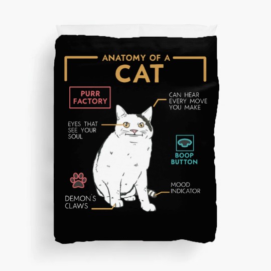 Funny Weird Cat Meme Smiling, Anatomy of A Cat Duvet Covers
