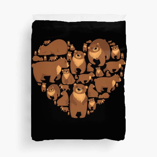 Grizzly Bear lover heart bear love camping hiking Duvet Covers