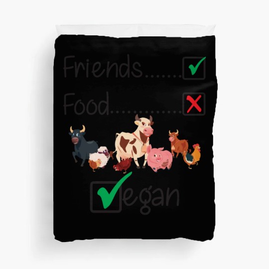 Friends Not Food Vegan Farm Animals Funny Duvet Covers