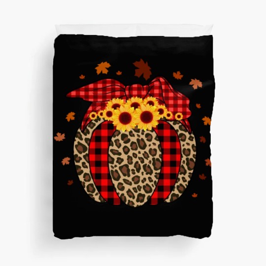 Pumpkin Jack O' Lantern Leopard Plaid Halloween Duvet Covers