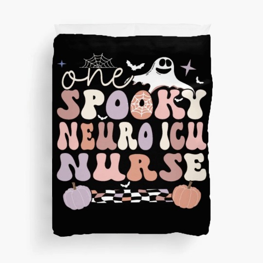 Neuro ICU Nurse Halloween Neurology ICU Gifts Duvet Covers